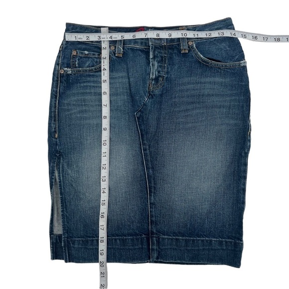 Blue Cult Side Slit Button Fly Pencil Jean Skirt Size 27 Women’s - Picture 5 of 6